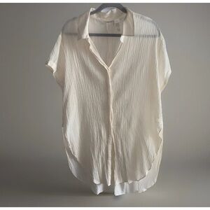 Calia‎ By Carrie Underwood Swimsuit Cover Up Blouse Medium Cream Ivory Cotton